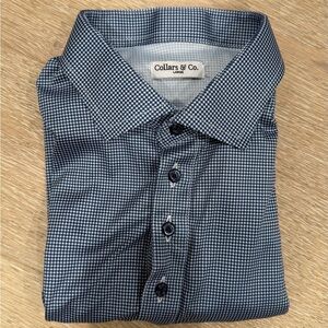 Collars & Co. - Blue Houndstooth Polo Shirt